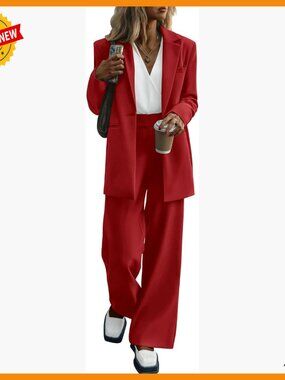 Oversized Blazer and Wide Leg Pants Suit Set Business Casual Formal